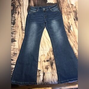 New jeans unbranded fit size 14 flare bottom high waisted w stretch